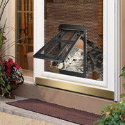 25 x 31.5cm Pet Screen Door Cats And Dogs Free Entry and Exit Lattice Door(Black)