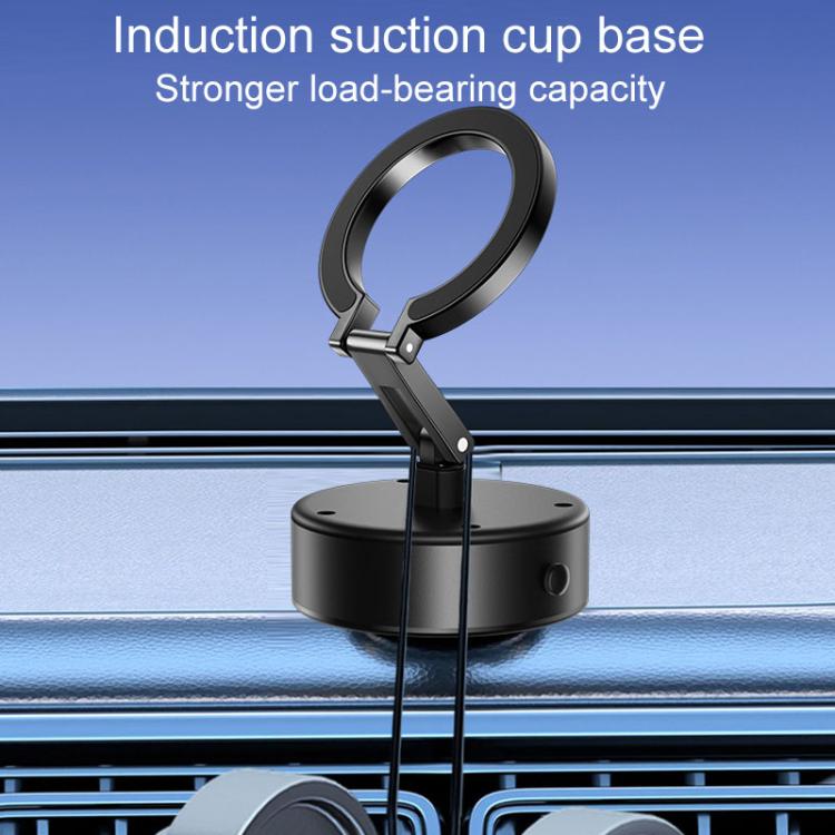 M17 Electrical Suction Cup Mobile Phone Car Holder Folding Rotating Magnetic Suction Navigation Stand(Silver)