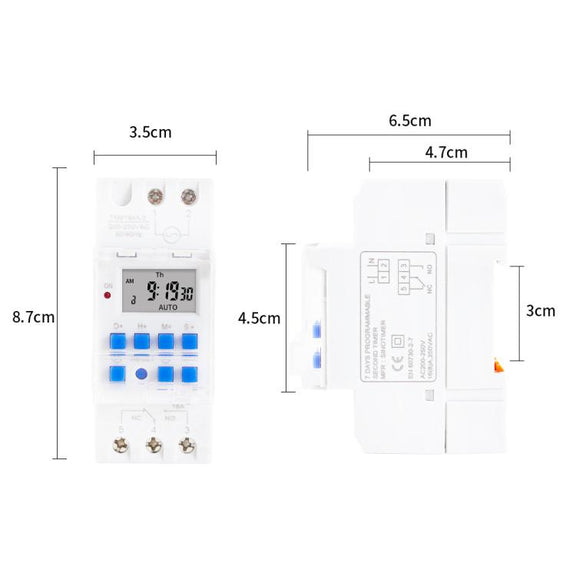 SINOTIMER TM919sA-1 110VAC 16A  1 Second Interval Programmable Digital Timer Switch 7 Days Auto ON OFF Din Rail Mounted
