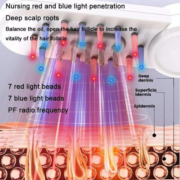 Hair Oil Applicator Roller Ball Red / Blue Light Electric Massage Comb Hair Regrowth Conductive Comb(Black)