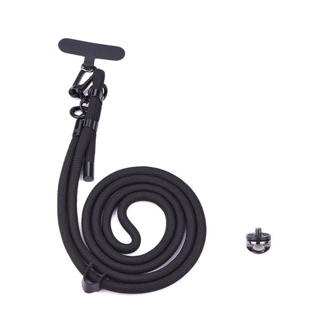 BRDRC Sport Camera Lanyard With 1/4 inch Screw Anti-Lost Crossbody Rope Accessory(Black)