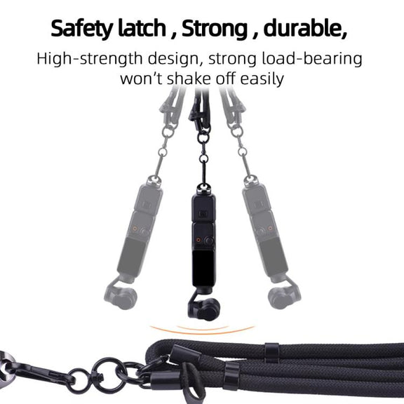 BRDRC Sport Camera Lanyard With 1/4 inch Screw Anti-Lost Crossbody Rope Accessory(Black)