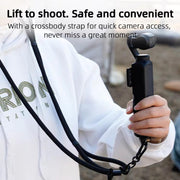 BRDRC Sport Camera Lanyard With 1/4 inch Screw Anti-Lost Crossbody Rope Accessory(Black)