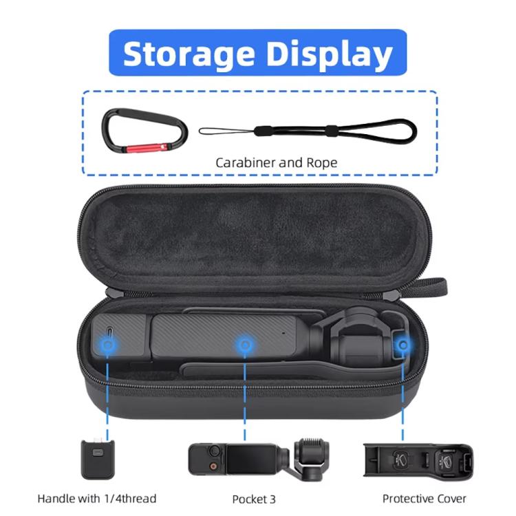 For DJI OSMO Pocket 3 BRDRC Storage Bag Standalone Handy Case Protective Pouch(PU Black)