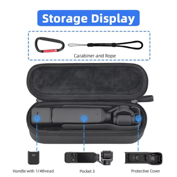 For DJI OSMO Pocket 3 BRDRC Storage Bag Standalone Handy Case Protective Pouch(PU Black)