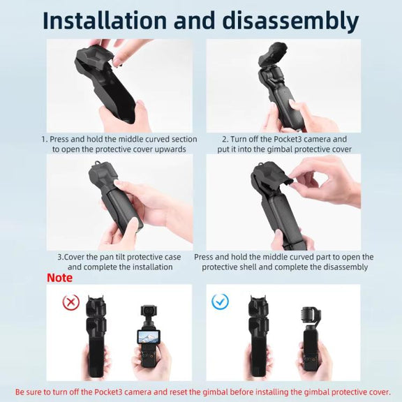 For DJI OSMO Pocket 3 BRDRC Lens Cap Camera Case Screen Protector Accessories(Black)