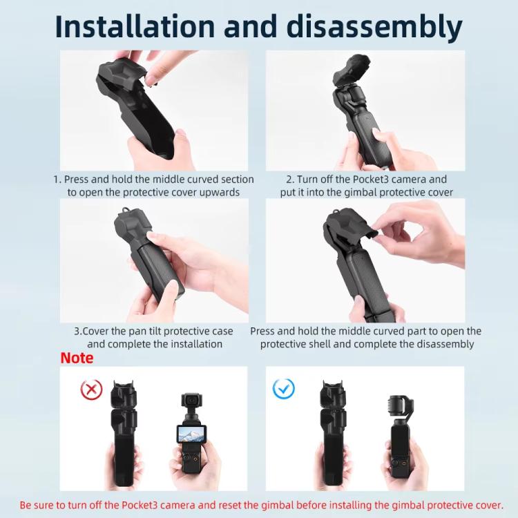For DJI OSMO Pocket 3 BRDRC Lens Cap Camera Case Screen Protector Accessories(Black)