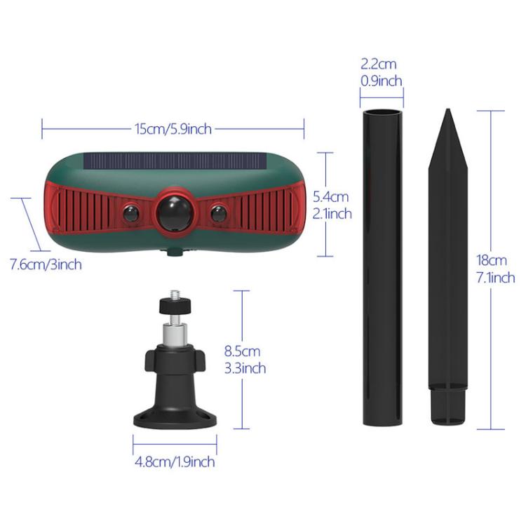 N911Y Outdoor Solar Alarm Infrared Sensor Sound And Light Animal Repeller(Red)