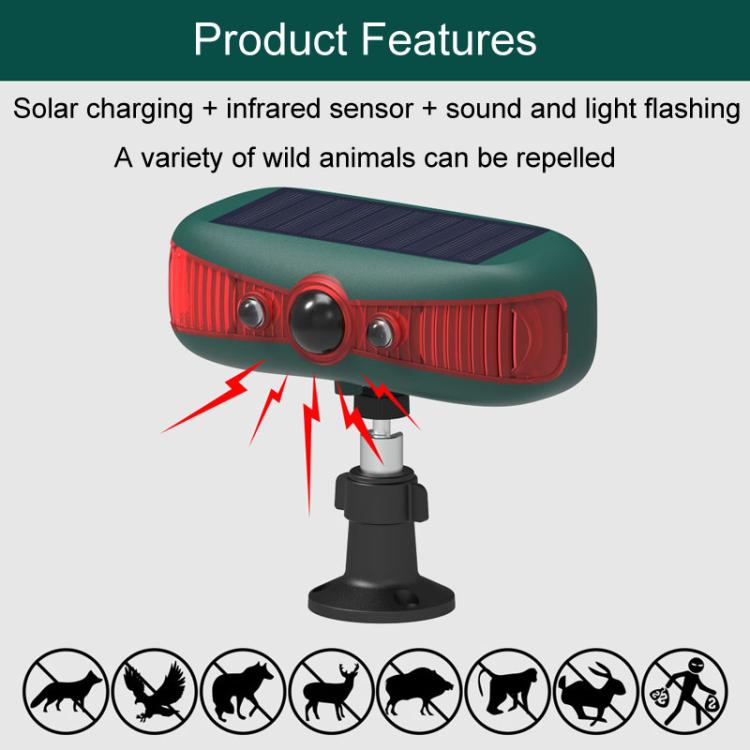 N911Y Outdoor Solar Alarm Infrared Sensor Sound And Light Animal Repeller(Red)