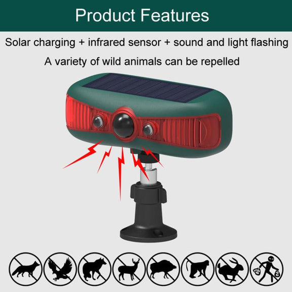 N911Y Outdoor Solar Alarm Infrared Sensor Sound And Light Animal Repeller(Red)
