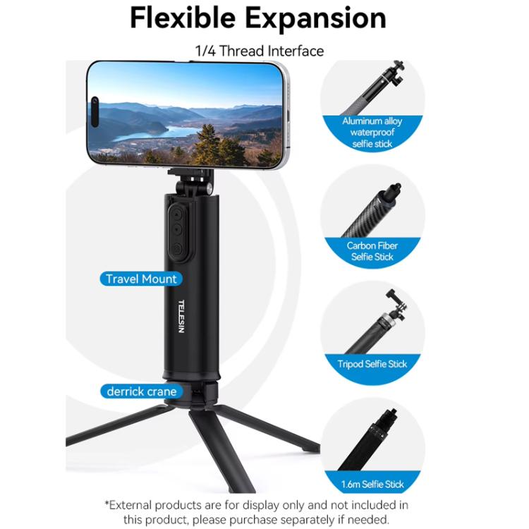 TELESIN P1-HSS-01 Clip Version 3 In 1 Cell Phone Holder Portable Desktop Fixed Bluetooth Remote Control Shooting Support Bracket