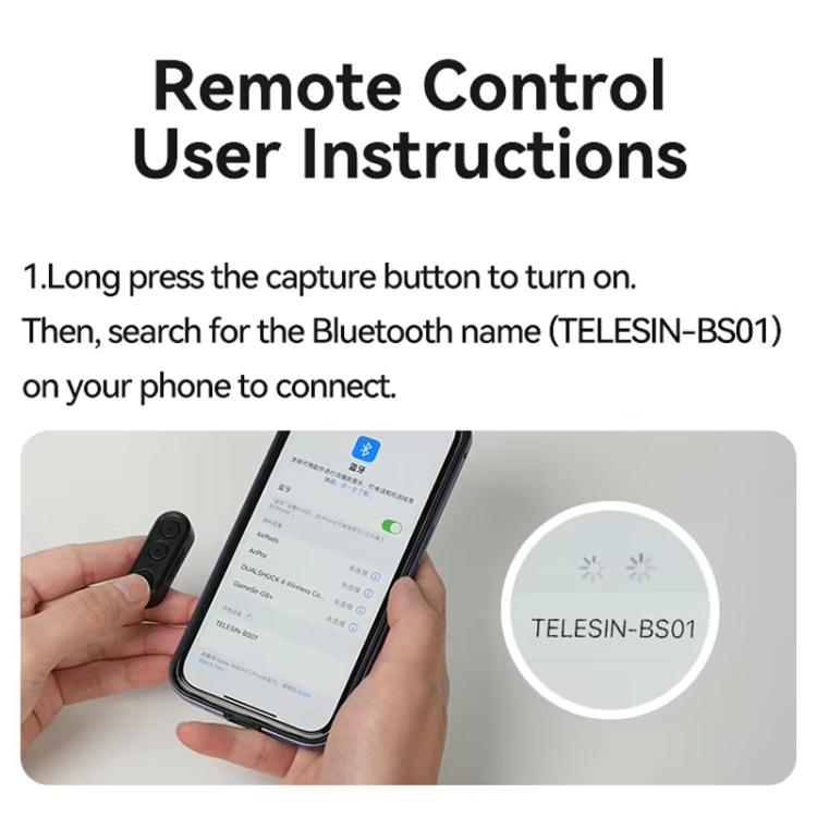 TELESIN P1-HSS-01 Clip Version 3 In 1 Cell Phone Holder Portable Desktop Fixed Bluetooth Remote Control Shooting Support Bracket