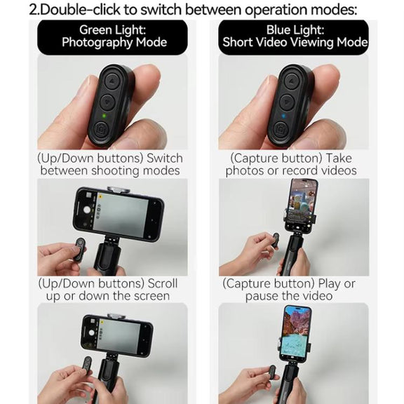 TELESIN P1-HSS-01 Clip Version 3 In 1 Cell Phone Holder Portable Desktop Fixed Bluetooth Remote Control Shooting Support Bracket