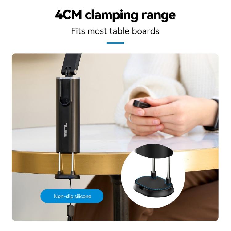 TELESIN P1-HSS-01 Clip Version 3 In 1 Cell Phone Holder Portable Desktop Fixed Bluetooth Remote Control Shooting Support Bracket