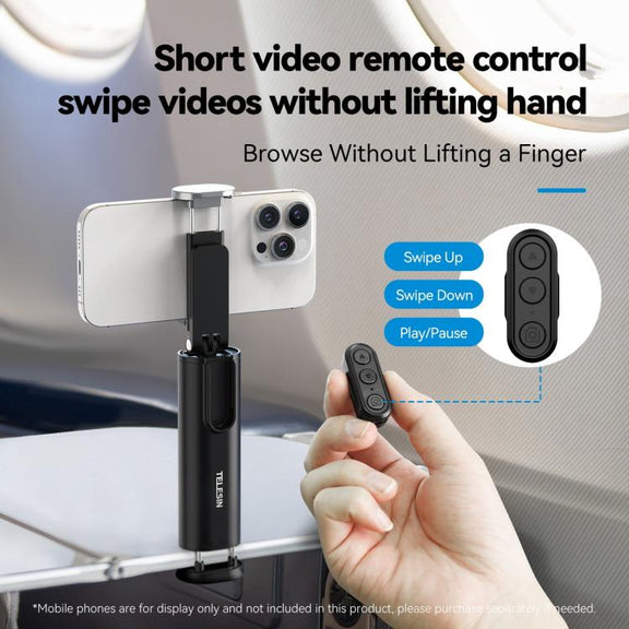 TELESIN P1-HSS-01 Clip Version 3 In 1 Cell Phone Holder Portable Desktop Fixed Bluetooth Remote Control Shooting Support Bracket