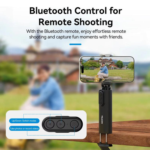 TELESIN P1-HSS-01 Clip Version 3 In 1 Cell Phone Holder Portable Desktop Fixed Bluetooth Remote Control Shooting Support Bracket