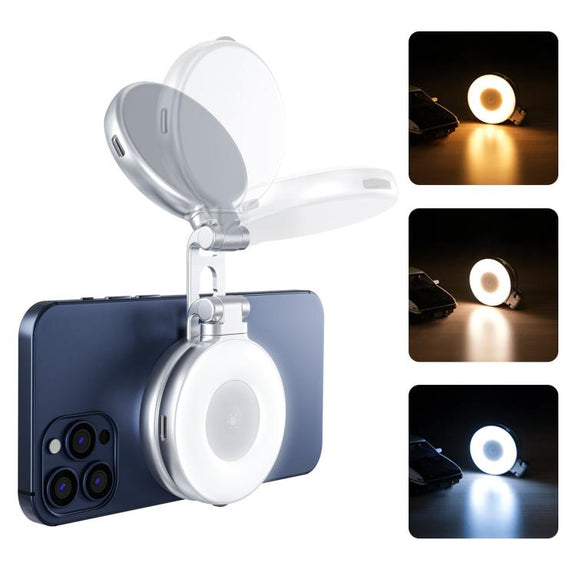 TELESIN S5-BGD-01 Mini Phone Magnetic Beauty Replacement Light Tri-color Temperature Portable Selfie Mirror Rotating Stretching Pocket Lamp