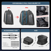 Rhinowalk MT2335 23L-35L Expandable Large-capacity EVA Hard Shell Motorcycle Tail Bag(Matt)