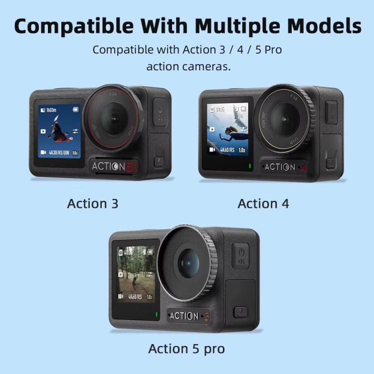 For DJI Osmo Action 3 / 4 / 5 Pro Flymile Silicone Cover Sport Camera Lens Drop Cases(Gray)
