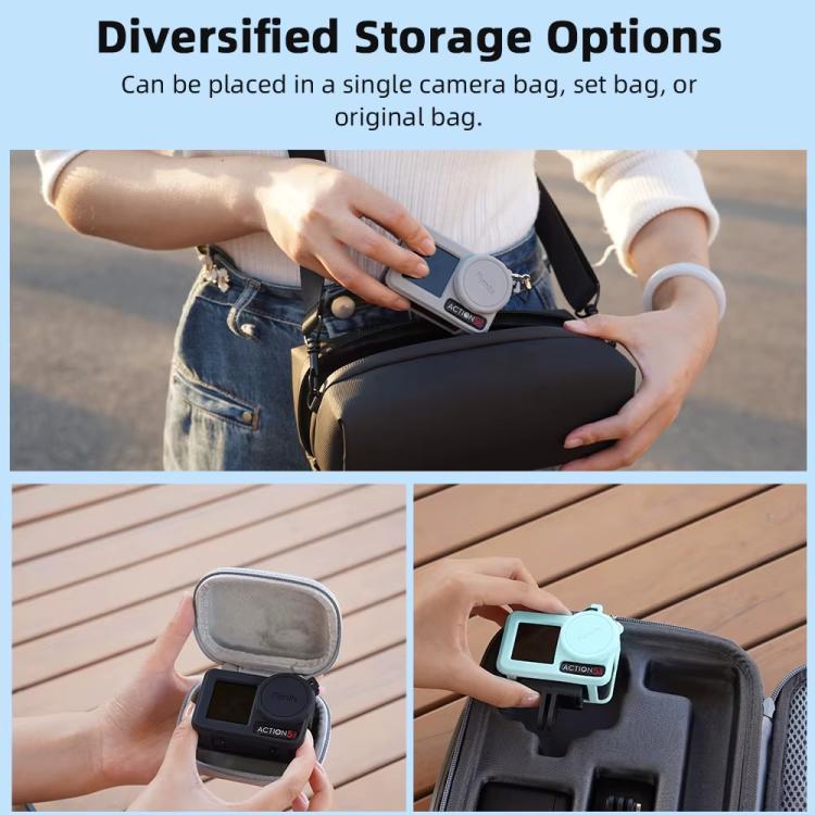 For DJI Osmo Action 3 / 4 / 5 Pro Flymile Silicone Cover Sport Camera Lens Drop Cases(Blue)