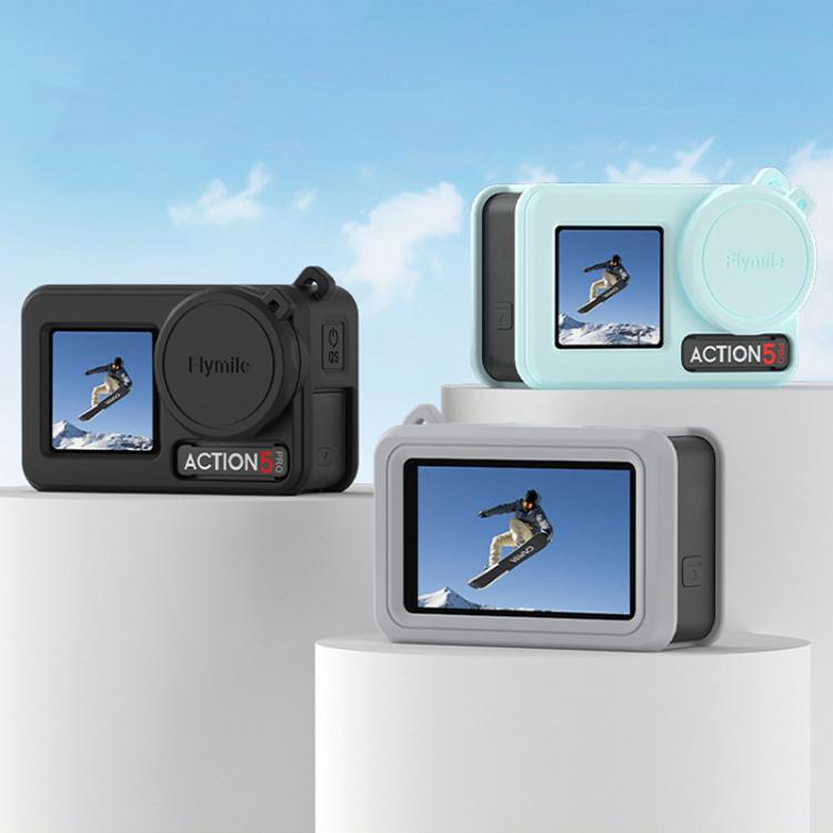 For DJI Osmo Action 3 / 4 / 5 Pro Flymile Silicone Cover Sport Camera Lens Drop Cases(Black)