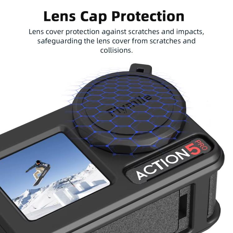 For DJI Osmo Action 3 / 4 / 5 Pro Flymile Silicone Cover Sport Camera Lens Drop Cases(Black)