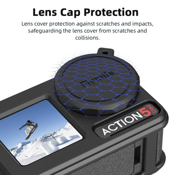 For DJI Osmo Action 3 / 4 / 5 Pro Flymile Silicone Cover Sport Camera Lens Drop Cases(Gray)