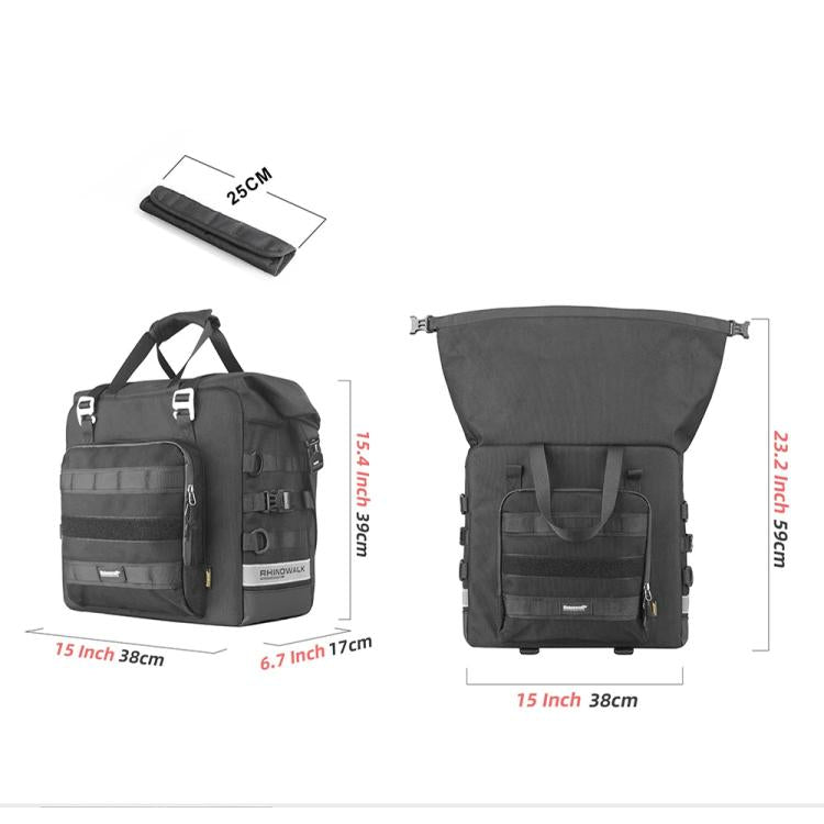 Rhinowalk MTR2050 25L-32L Expandable Large Capacity Quick-release Motorcycle Side Bag(Black)