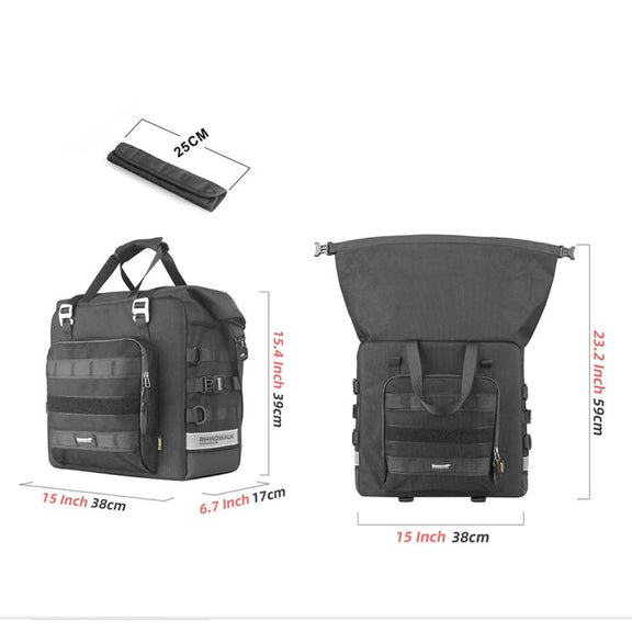 Rhinowalk MTR2050 25L-32L Expandable Large Capacity Quick-release Motorcycle Side Bag(Black)