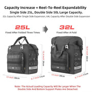 Rhinowalk MTR2050 25L-32L Expandable Large Capacity Quick-release Motorcycle Side Bag(Black)