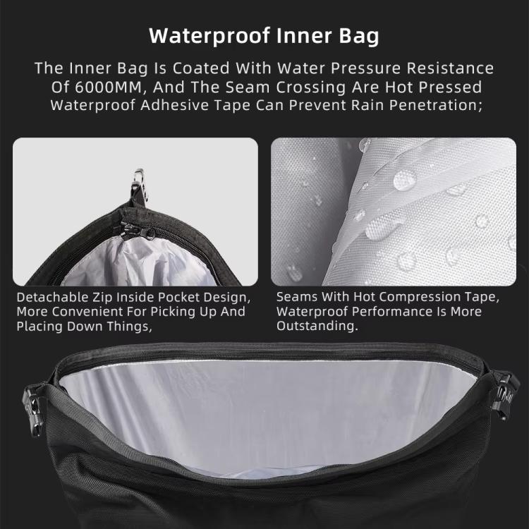 Rhinowalk MTR2050 25L-32L Expandable Large Capacity Quick-release Motorcycle Side Bag(Black)