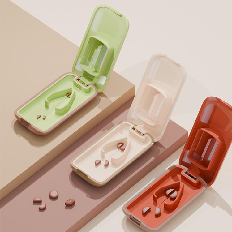 Lightweight Pill Cutter Box Portable Tablet Cutting Dispensing Pill Box(Angel White)