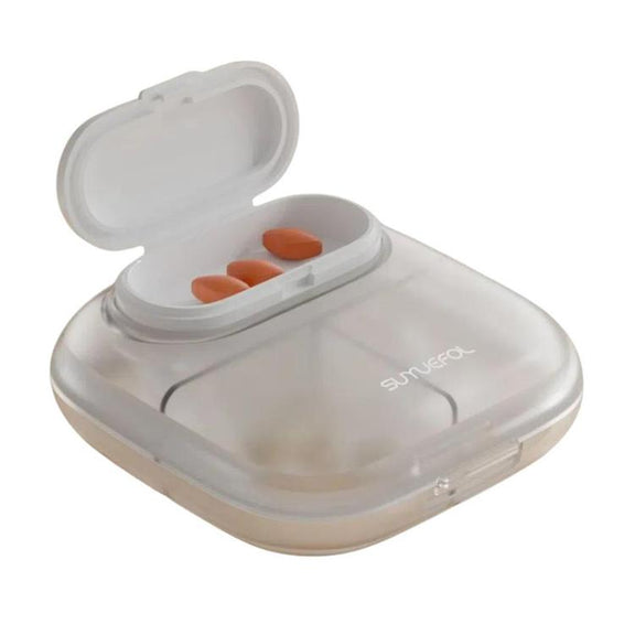 Portable Pill Box Dispenser Sealed Large Capacity Seven Days a Week Medication Organizer, Color: 4 Grids White