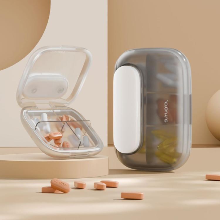 Portable Pill Box Dispenser Sealed Large Capacity Seven Days a Week Medication Organizer, Color: 6 Grids White
