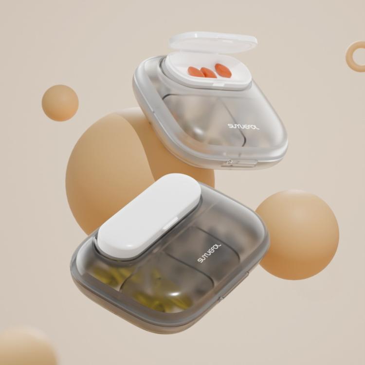 Portable Pill Box Dispenser Sealed Large Capacity Seven Days a Week Medication Organizer, Color: 6 Grids White