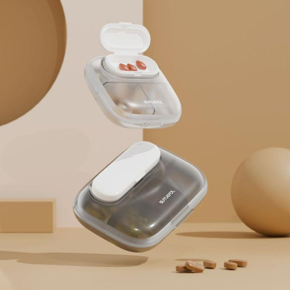 Portable Pill Box Dispenser Sealed Large Capacity Seven Days a Week Medication Organizer, Color: 4 Grids Gray