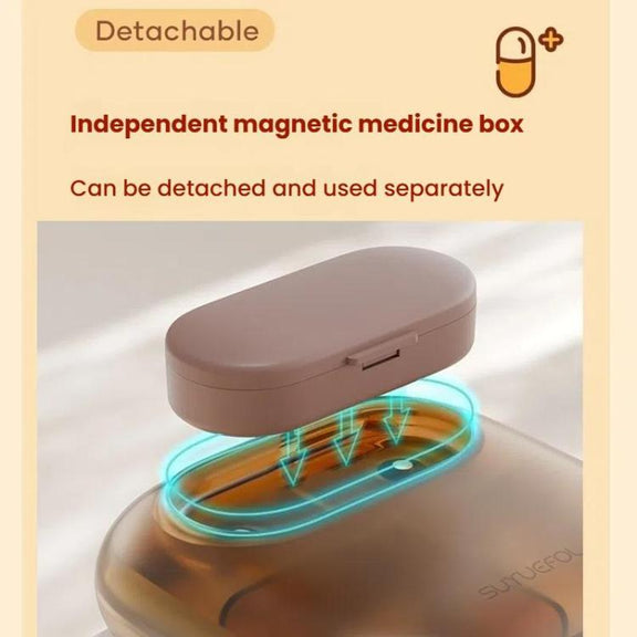 Portable Pill Box Dispenser Sealed Large Capacity Seven Days a Week Medication Organizer, Color: 4 Grids Gray