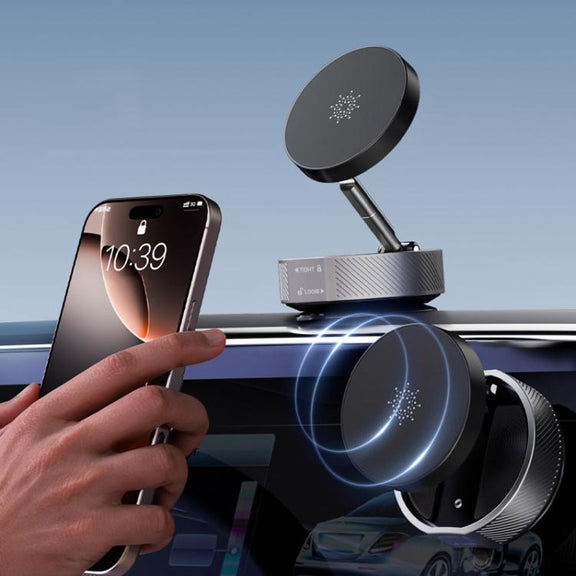 T20 Magnetic Car Phone Holder Car Center Console Navigation Portable Folding Stand(Black)