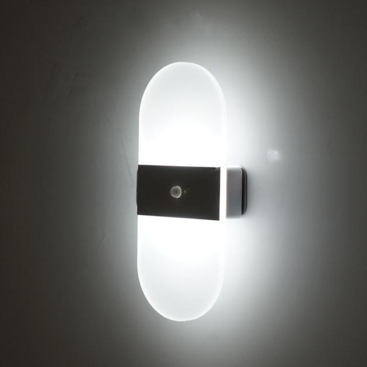 Magnetic Acrylic Smart Induction Night Light Rechargeable Wall Lamp Bedroom Bedside Lamp White Arc White Light