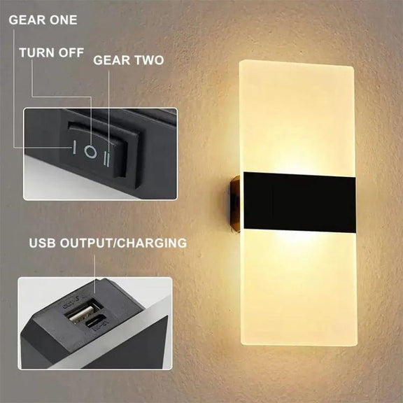Magnetic Acrylic Smart Induction Night Light Rechargeable Wall Lamp Bedroom Bedside Lamp White Arc White Light