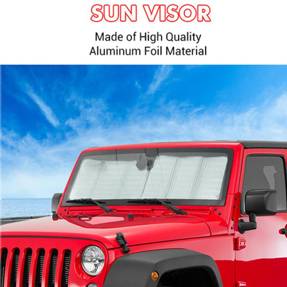 51.9 x 16.1inch For Jeep 2007-2017 Wrangler JK Car Front Windshield Sunshade(Black+Silver)