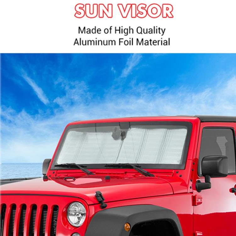 51.9 x 16.1inch For Jeep 2007-2017 Wrangler JK Car Front Windshield Sunshade(Black+Silver)