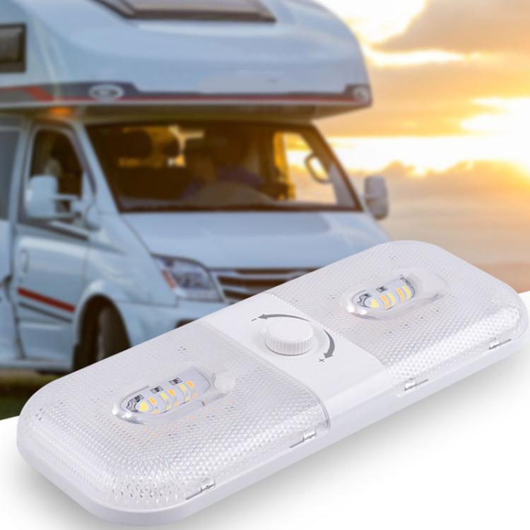 12-24V RV Light 120 LEDs 3-Color Temperature Rotary Button Dimming Roof Light FC01