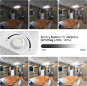 12-24V RV Light 120 LEDs 3-Color Temperature Rotary Button Dimming Roof Light FC01