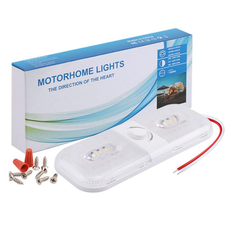 12-24V RV Light 120 LEDs 3-Color Temperature Rotary Button Dimming Roof Light FC01