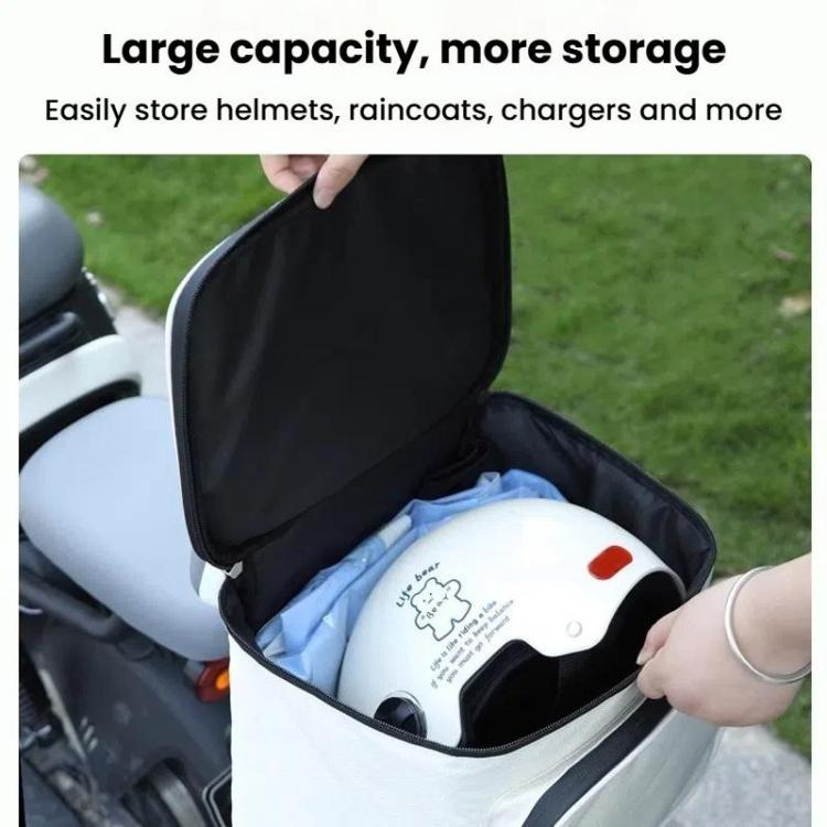 Electrical Motorcycle Water-resistant Rear Backrest Hanging Bag Large Capacity Helmet Storage Bag(White)