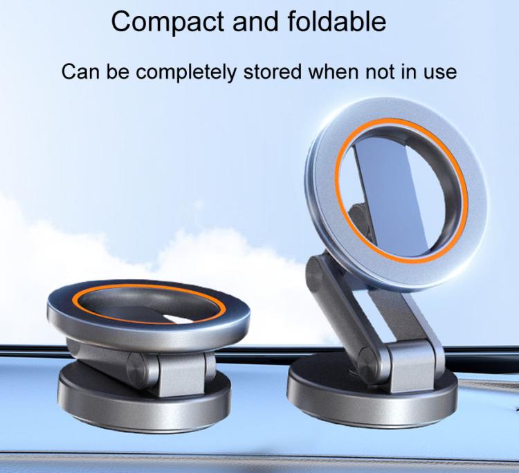 JK-319 Universal Foldable Car Cell Phone Holder Car Dashboard Rotating Magnetic Navigation Mount(Black)