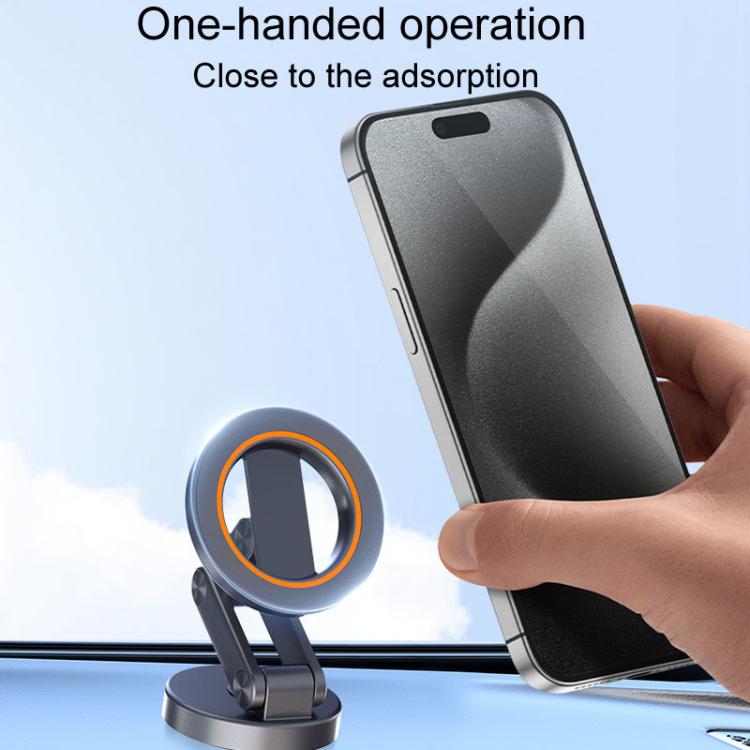JK-319 Universal Foldable Car Cell Phone Holder Car Dashboard Rotating Magnetic Navigation Mount(Black)