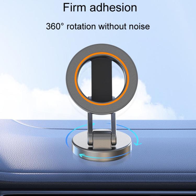 JK-319 Universal Foldable Car Cell Phone Holder Car Dashboard Rotating Magnetic Navigation Mount(Black)