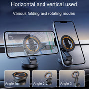 JK-319 Universal Foldable Car Cell Phone Holder Car Dashboard Rotating Magnetic Navigation Mount(Black)